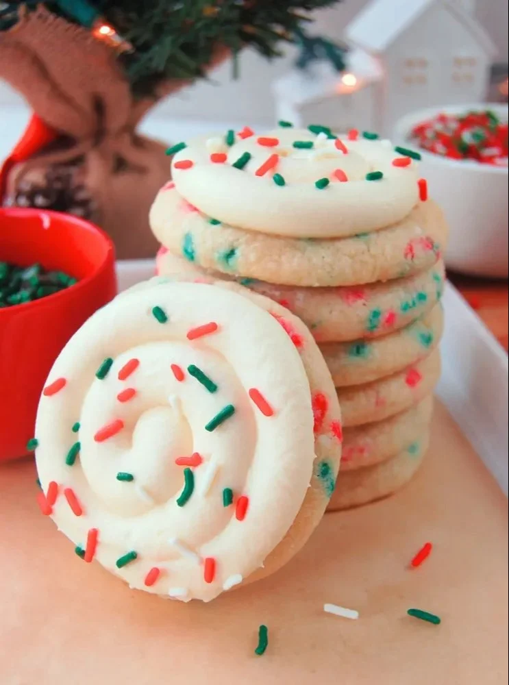 Delicious Christmas Sugar Cookies inspired by Crumbl bakery