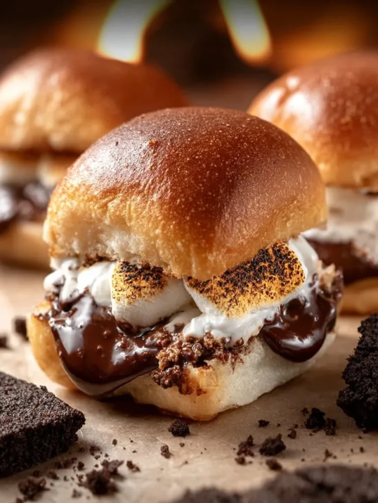 Dubai Chocolate S’mores Sliders with chocolate, marshmallows, and graham crackers