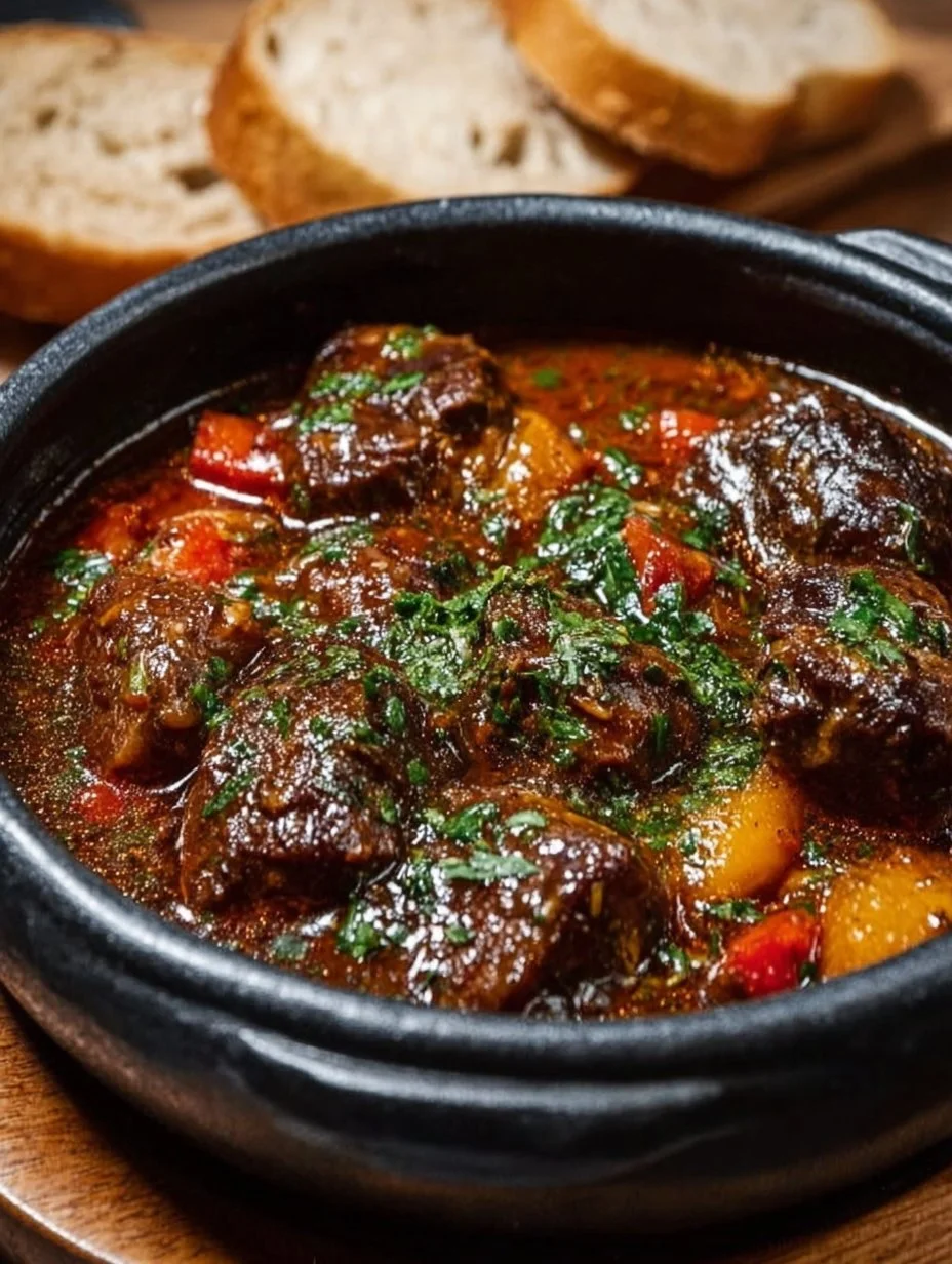 Pepper Pot Beef Stew with vibrant vegetables and tender beef