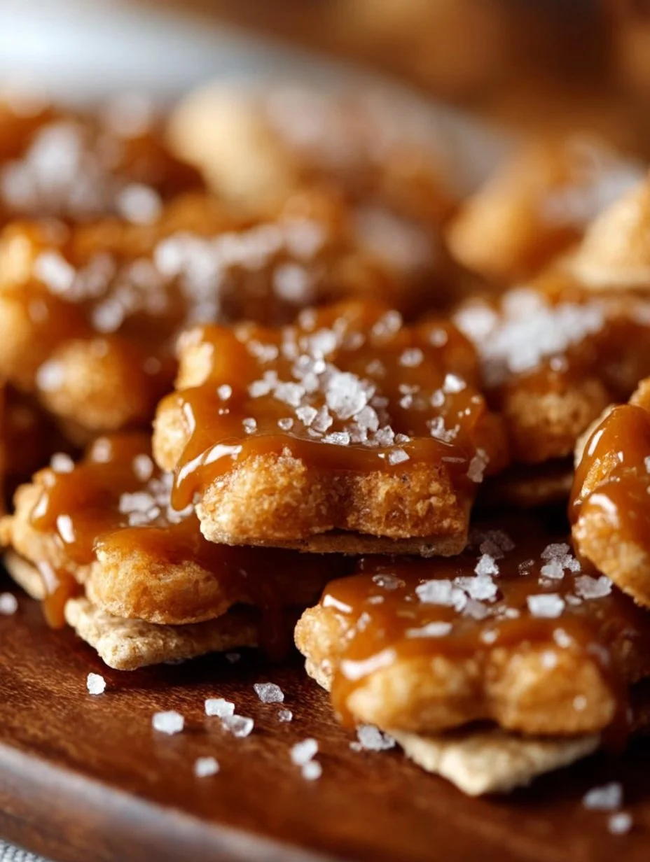 Delicious Salted Caramel Cracker Bites on a plate