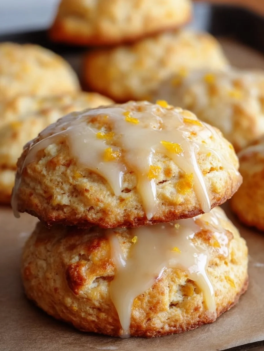 Freshly baked orange scone cookies on a cooling rack