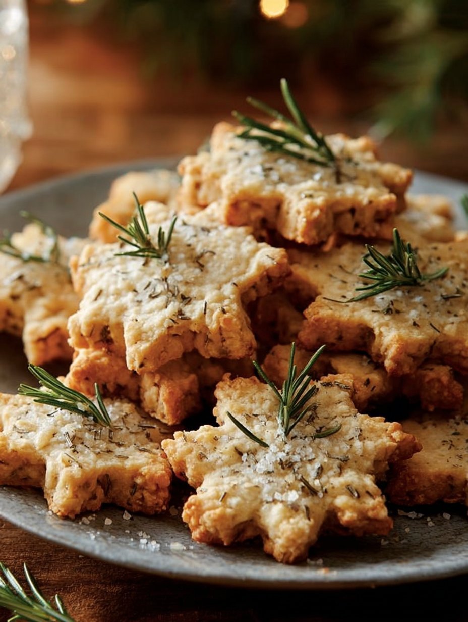 Savory Rosemary-Parmesan Snowflake Cookies