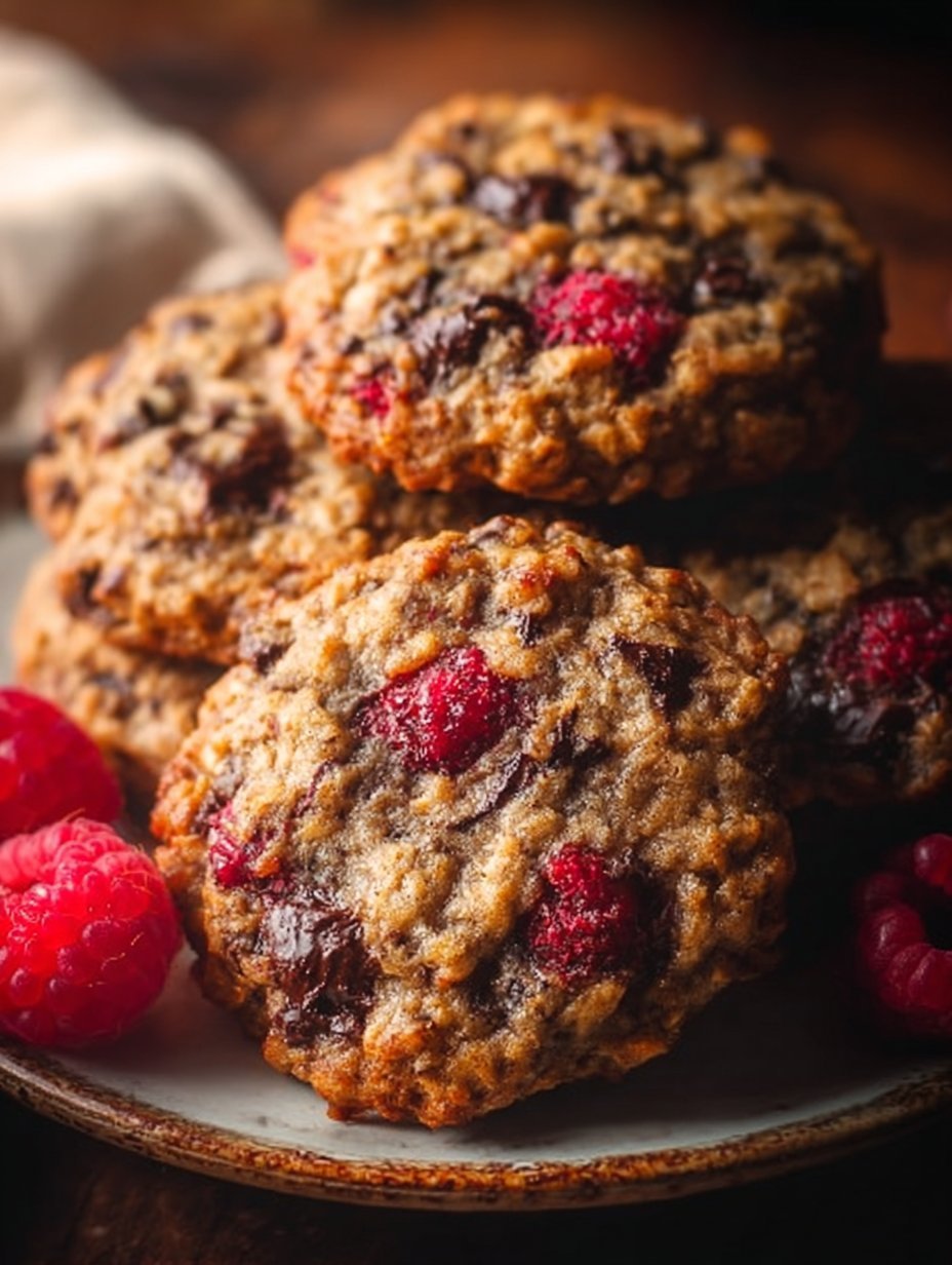 Raspberry Chocolate Oatmeal Cookies