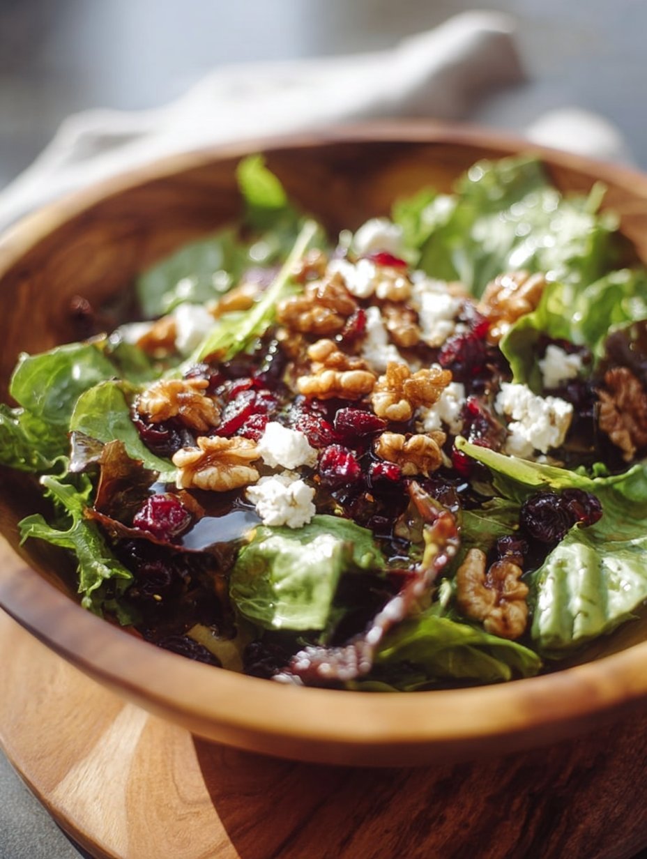 Cranberry, Walnut, and Goat Cheese Salad with Fig Balsamic Dressing