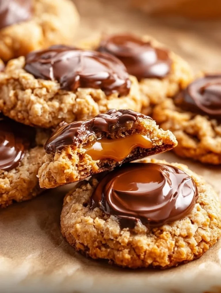 Chewy peanut butter scotcheroo cookies with chocolate and butterscotch topping