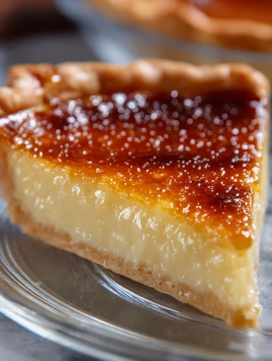 Delicious Creme Brulee Pie with caramelized sugar topping