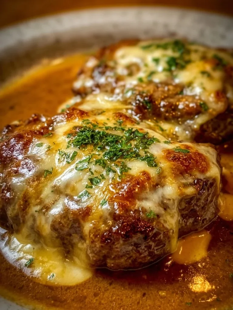 Delicious Amish hamburger steak bake served hot from the oven