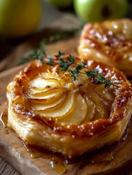 Golden Baked Brie topped with caramelized apples and fresh thyme