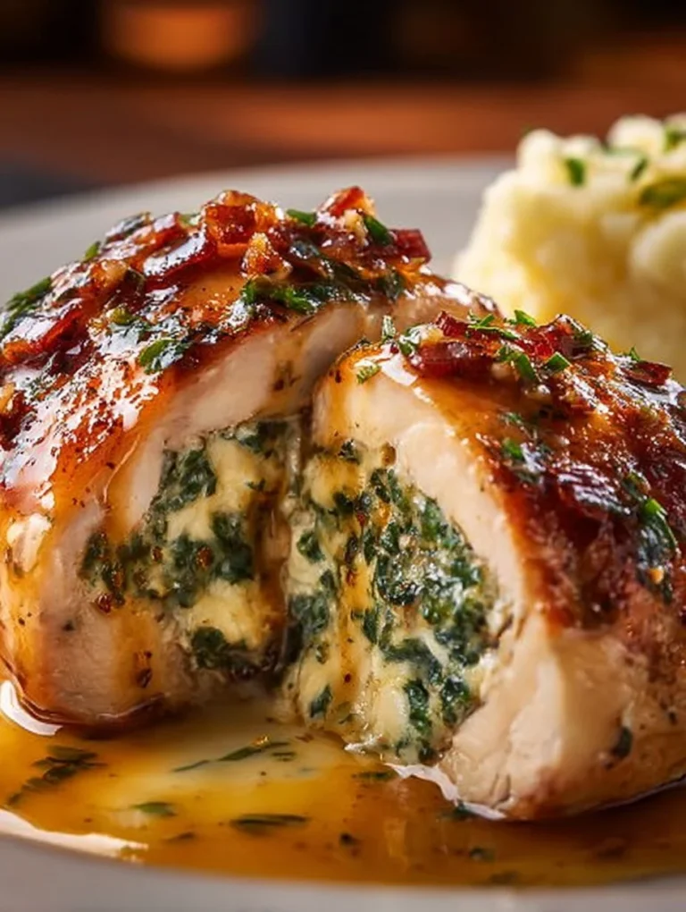 Gourmet Ruth's Chris stuffed chicken with savory fillings and herbs