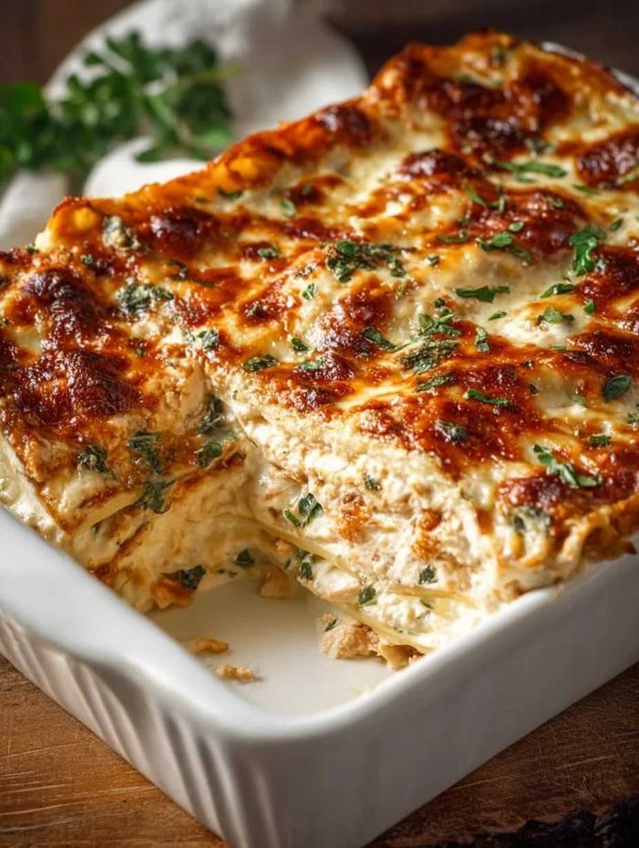 Delicious Marry Me Chicken Lasagna with creamy sauce and chicken layers.