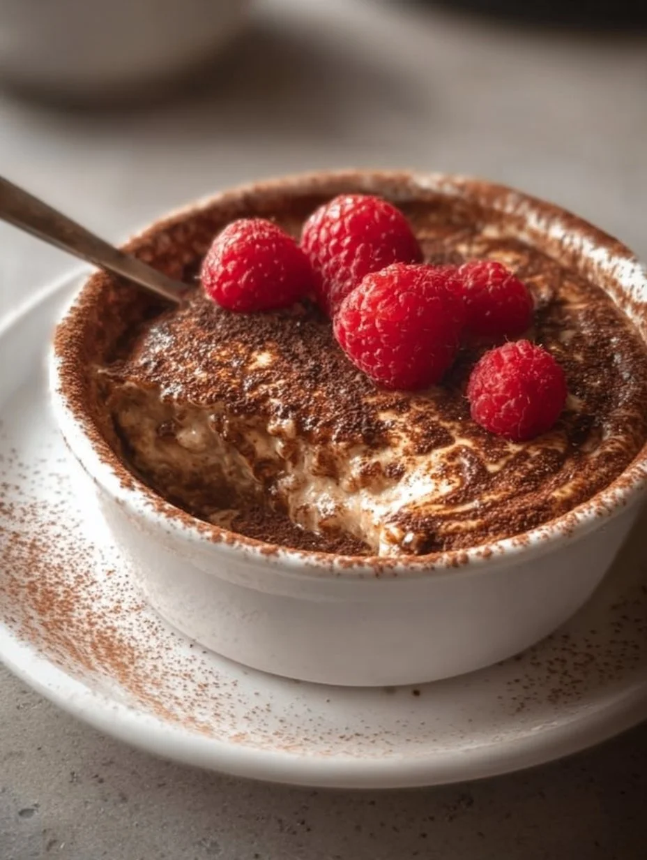 Delicious Mocha Tiramisu Baked Oats topped with creamy layers and coffee flavor