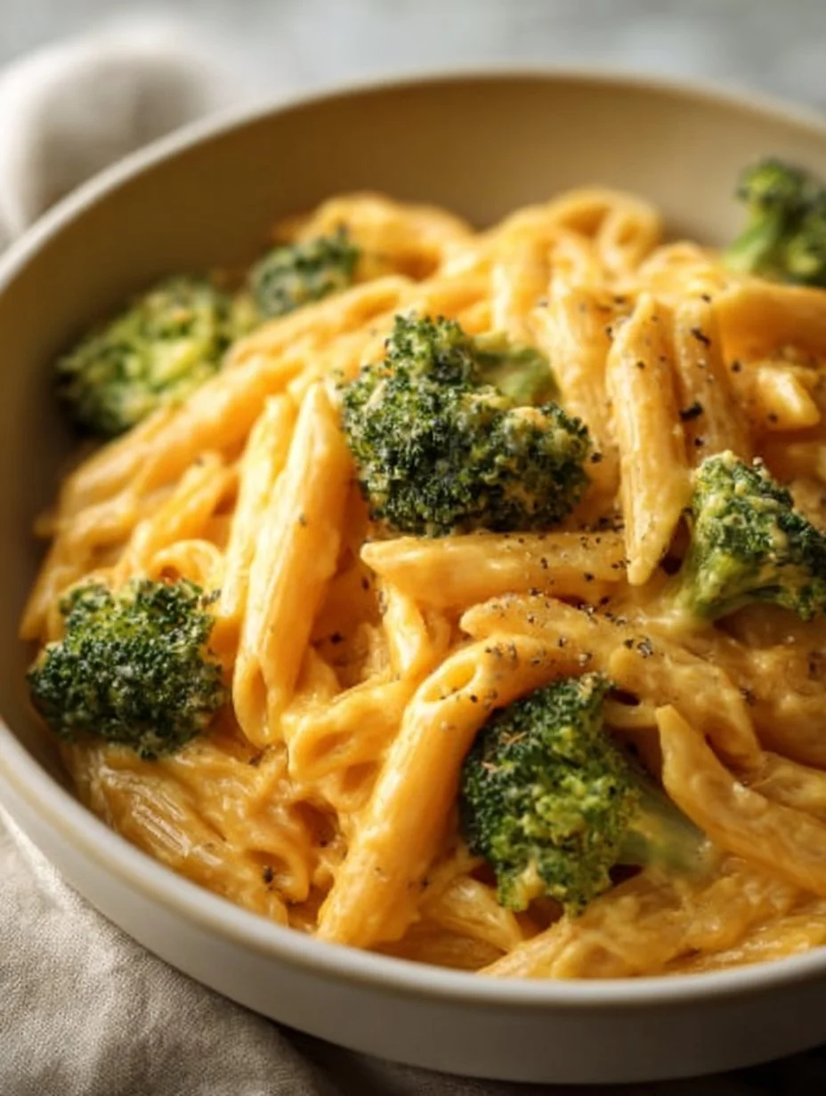 One Pot Broccoli Pasta ready to serve in a bowl