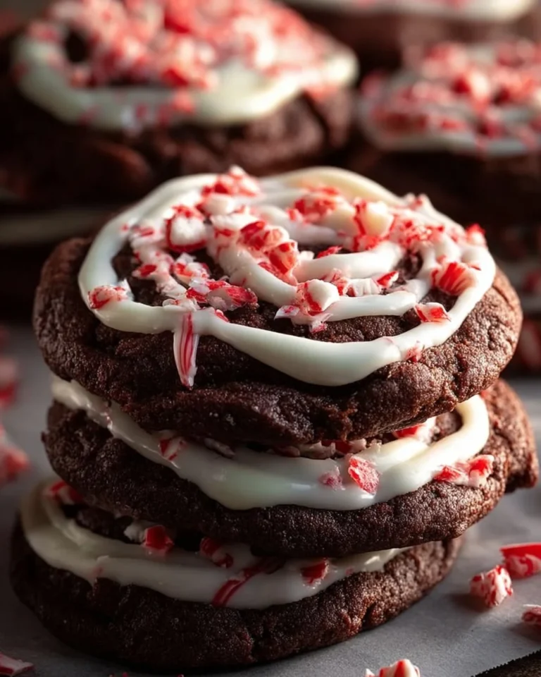 A plate of freshly baked peppermint chocolate cookies with festive decorations