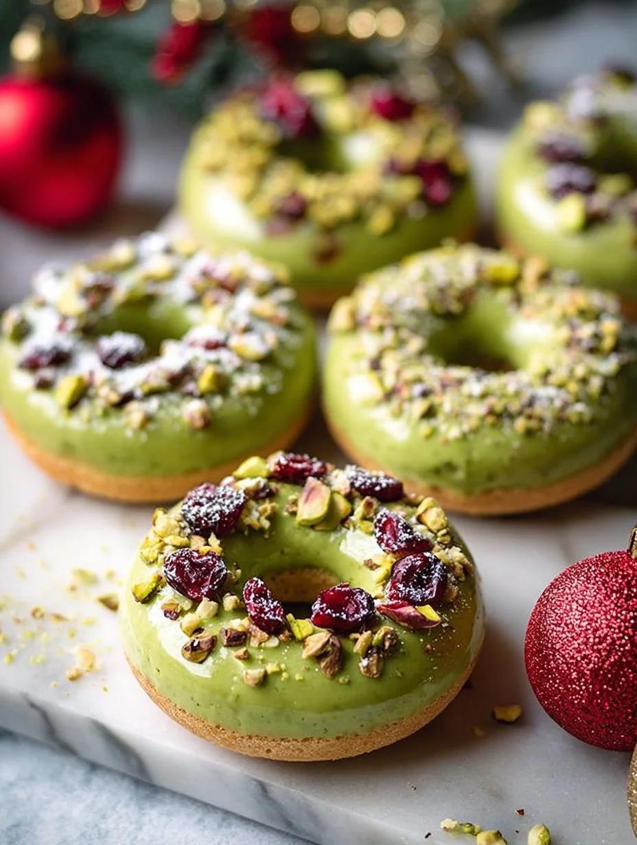 Pistachio Cranberry Wreath Cookies decorated for the holidays