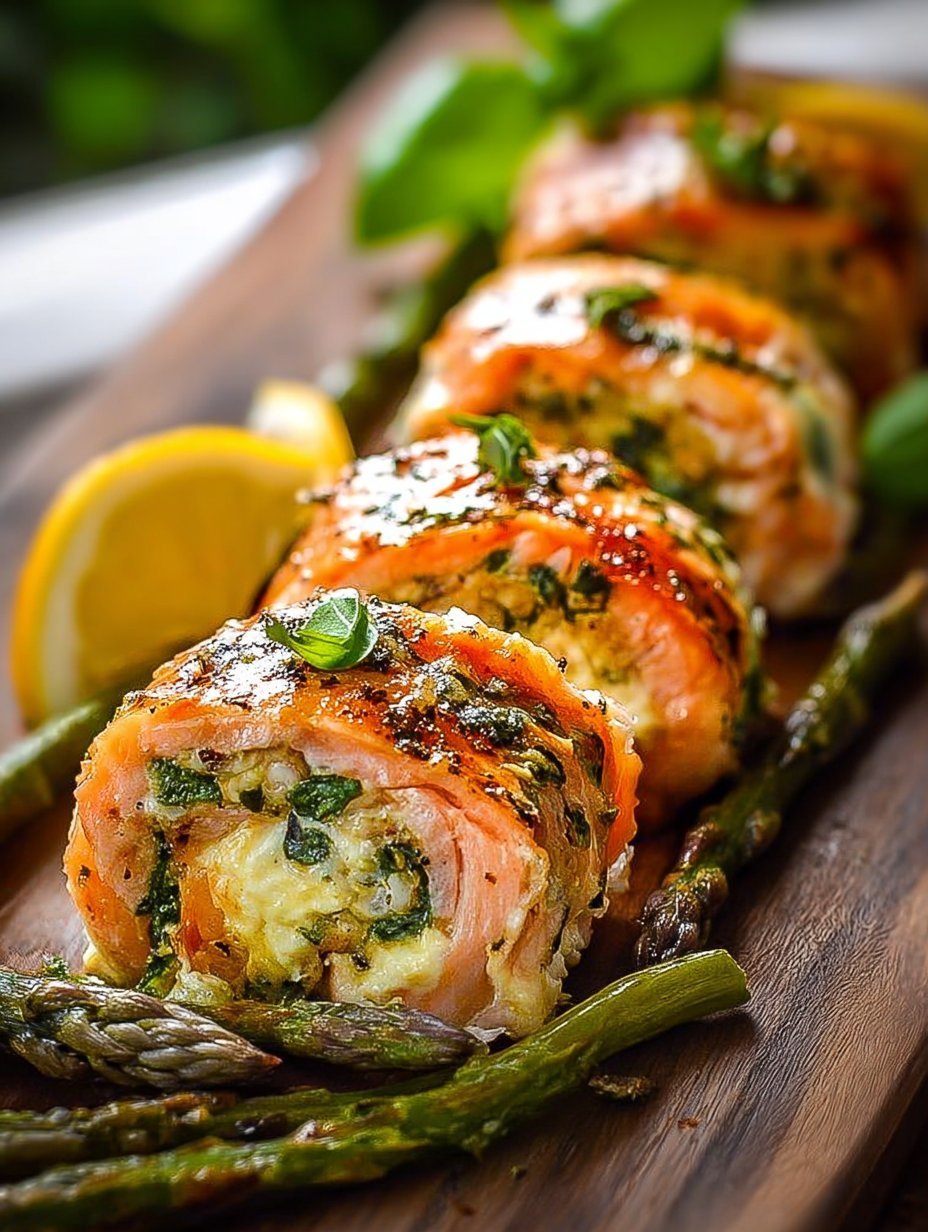 Lemon Basil Salmon Rolls