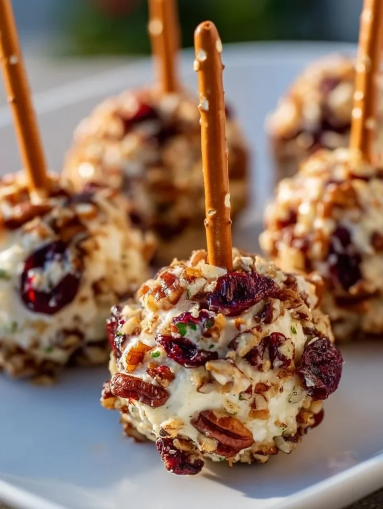 Two-Bite Cranberry Cheese Ball Pops arranged on a platter