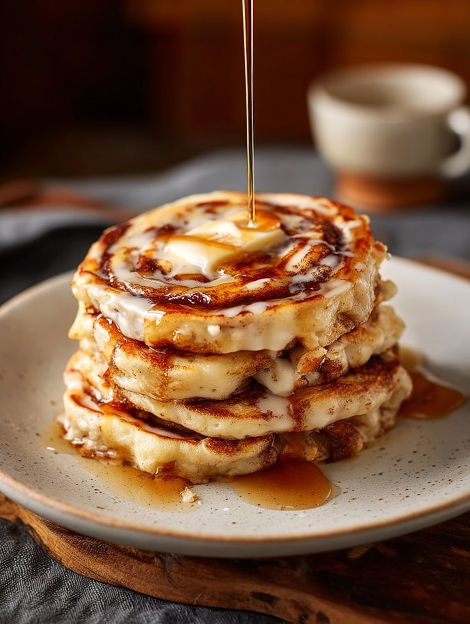 Maple Cinnamon Roll Pancakes