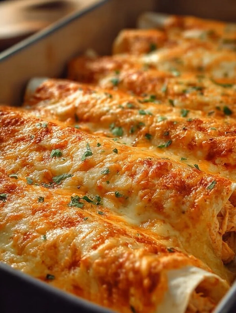 Protein-rich chicken enchiladas topped with a creamy white sauce