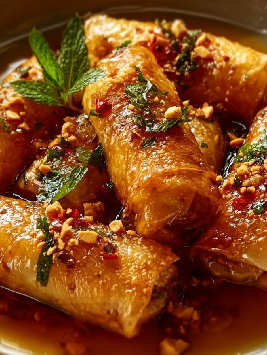 Oven Fried Feta Rolls with Chili Honey