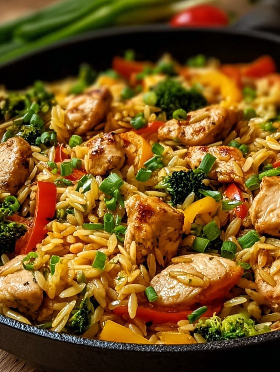 Lemon Chicken & Veggie Orzo Stir Fry