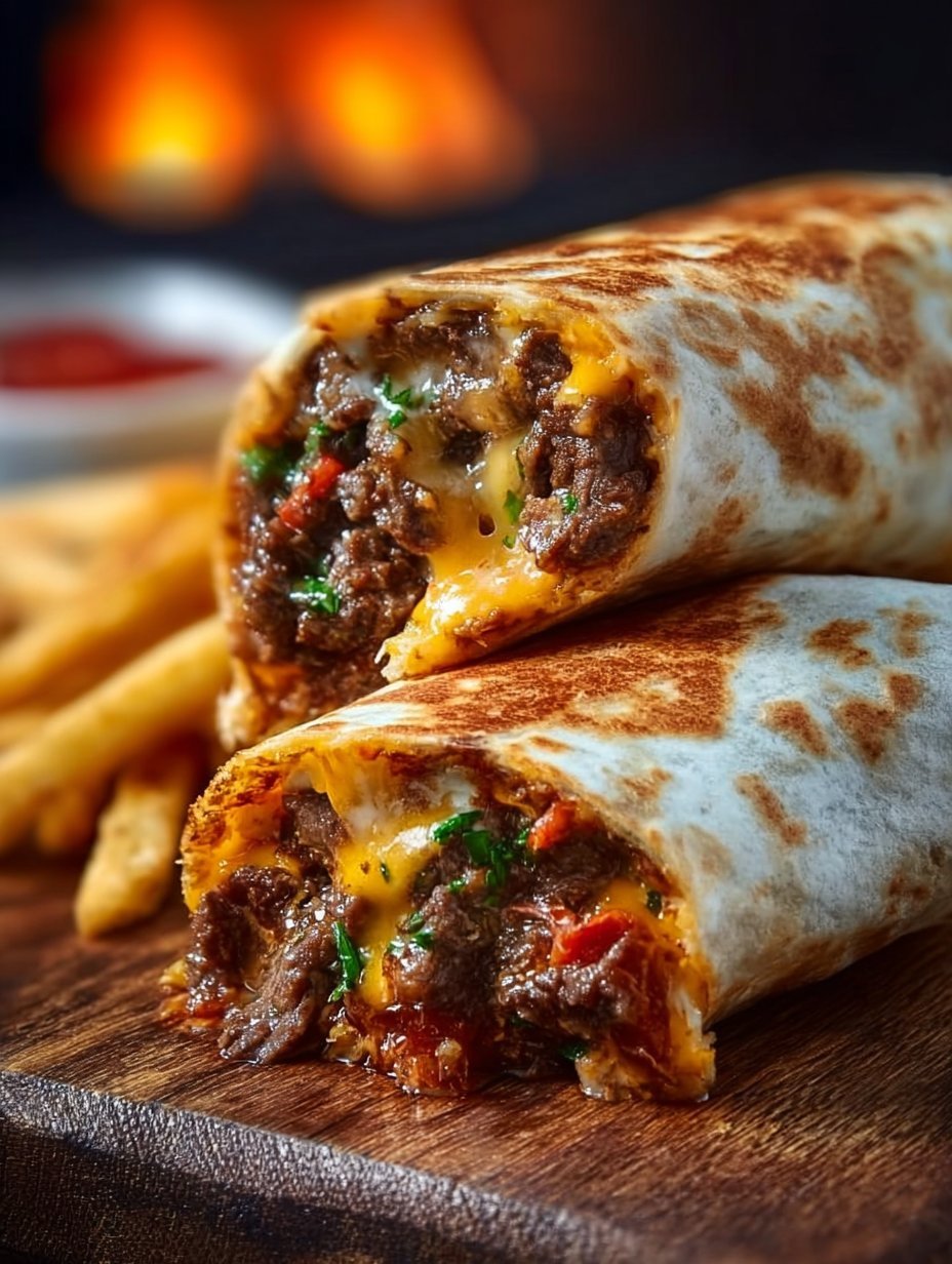 Steak & Cheese Dirty Fry Burritos