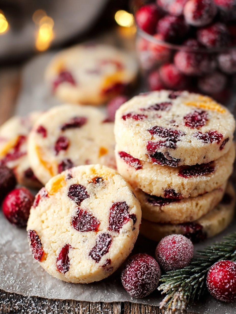Cranberry Orange Shortbread Cookies
