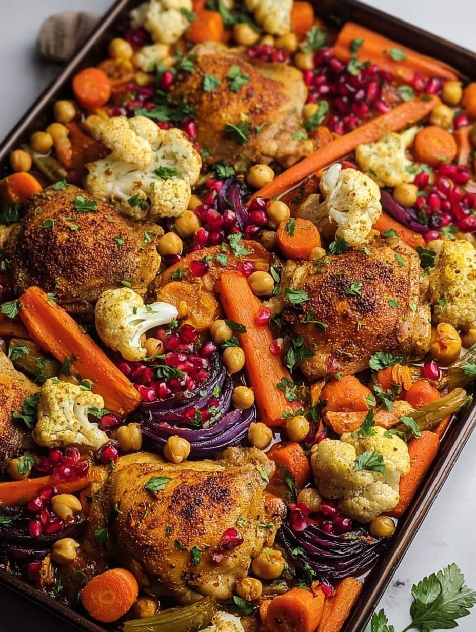 Moroccan Chicken Thigh Sheet Pan Dinner