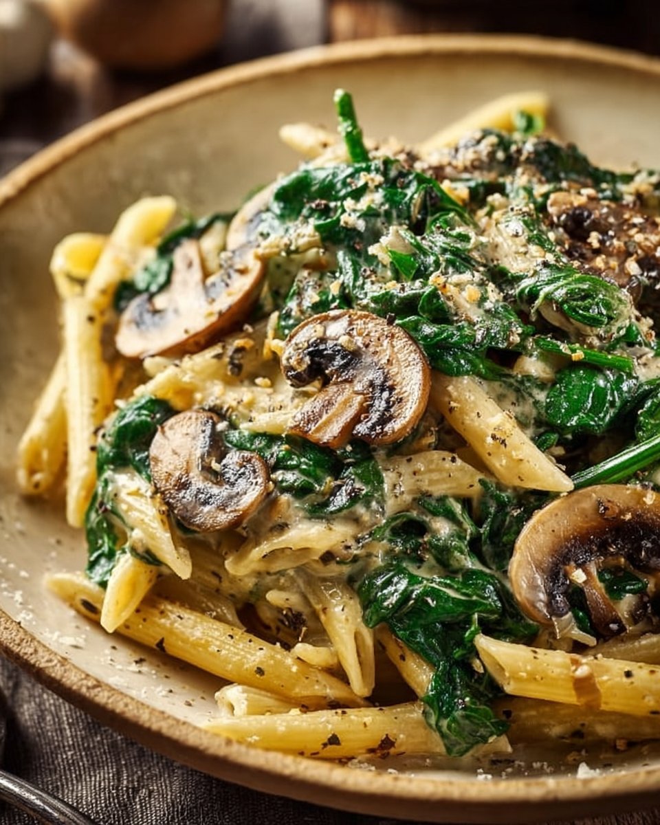 Easy Spinach Mushroom Pasta