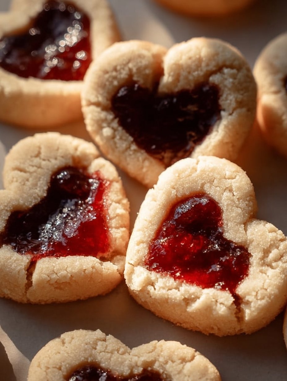Heart Shaped Thumbprint Cookies