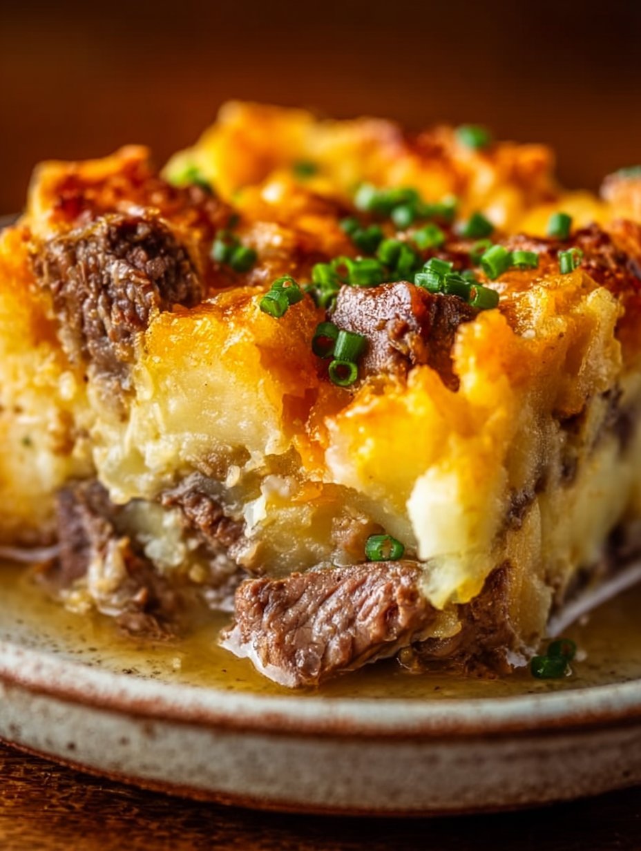 Steak Cheddar Potato Casserole