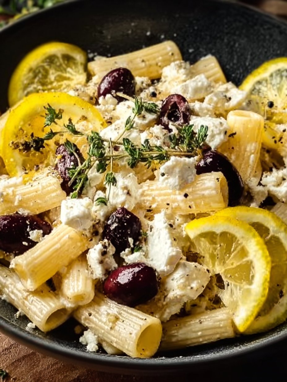 Feta & Cranberry Rigatoni Salad with Lemon Vinaigrette
