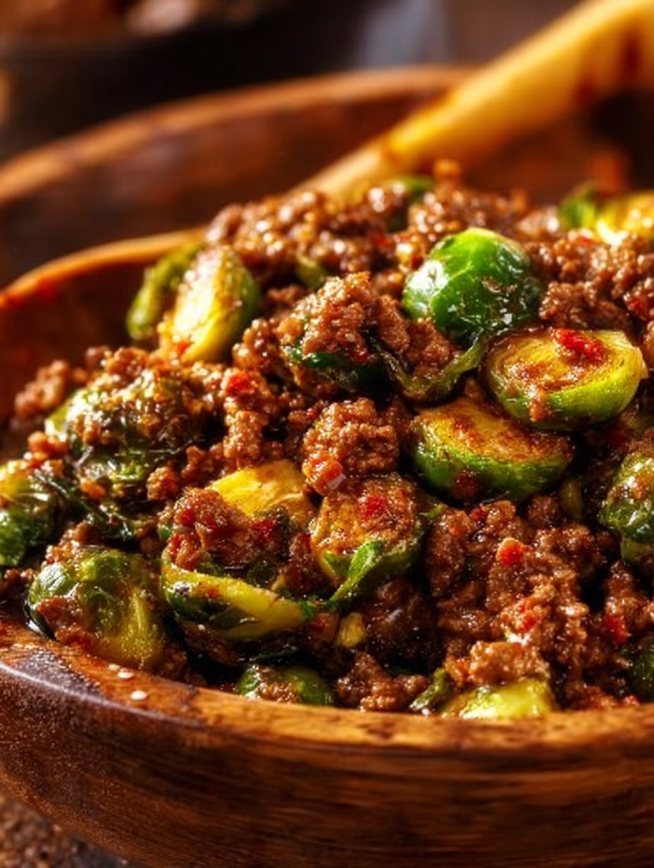 Ground Beef and Brussels Sprouts