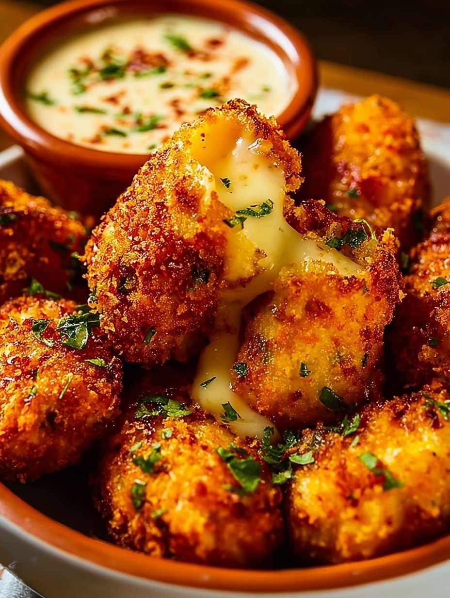 Cheesy Jalapeño Ranch Chicken Poppers with Creamy Dip