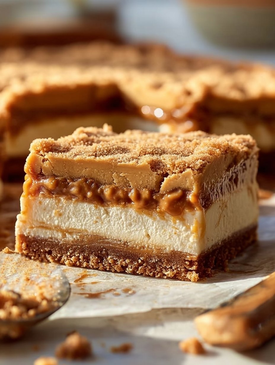 Peanut Butter Greek Yogurt Cookie Pie Bars with Crackled Tops