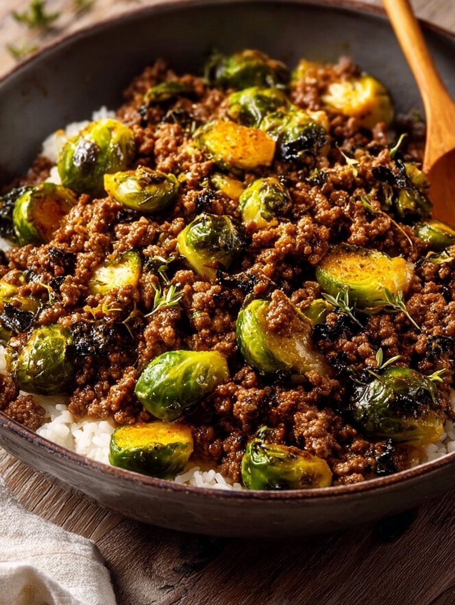 Ground Beef and Brussels Sprouts