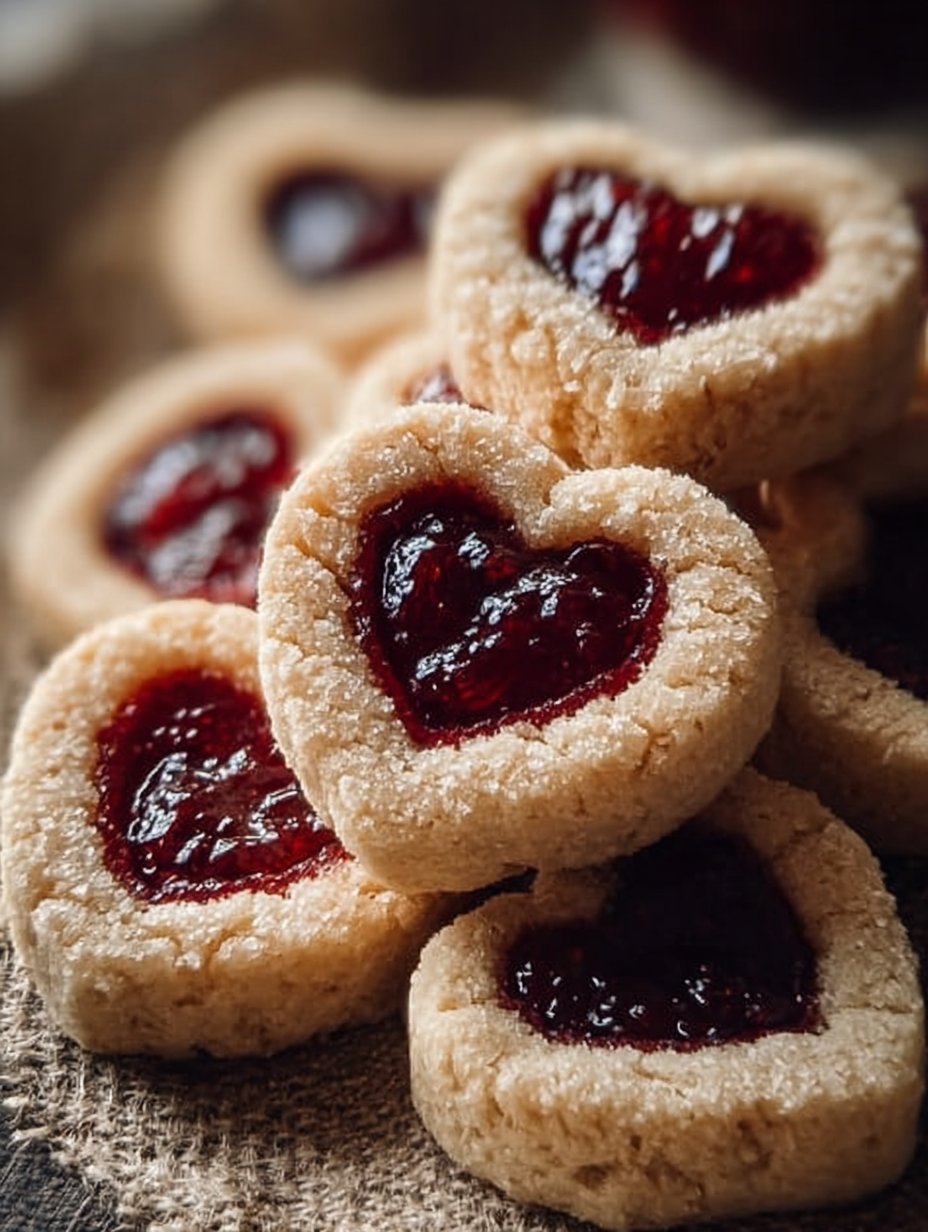 Heart Shaped Thumbprint Cookies