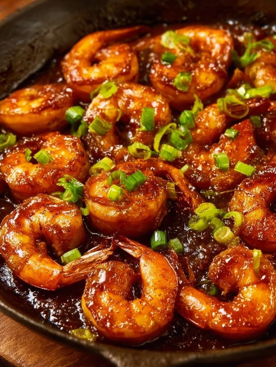 Delicious Barbecue Shrimp dish served on a plate with spices and herbs