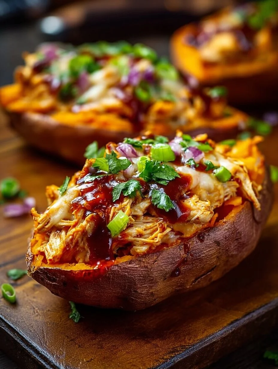 BBQ Chicken Stuffed Sweet Potatoes