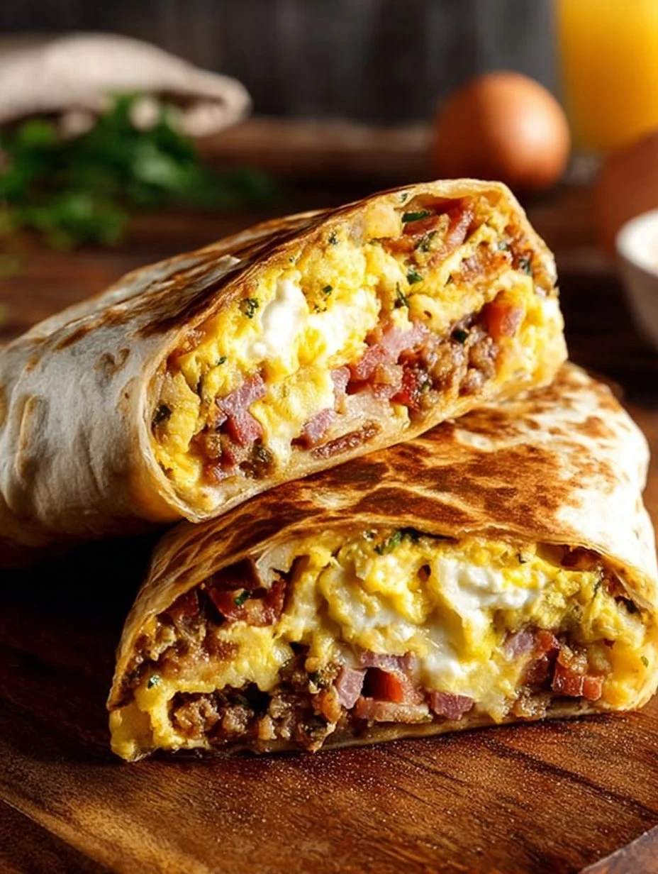 Delicious Breakfast Crunchwrap with eggs, cheese, and toppings served on a plate