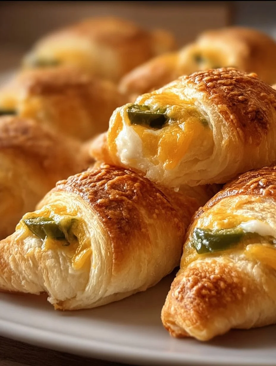 Cheesy jalapeno popper crescent rolls with melted cheese and jalapenos