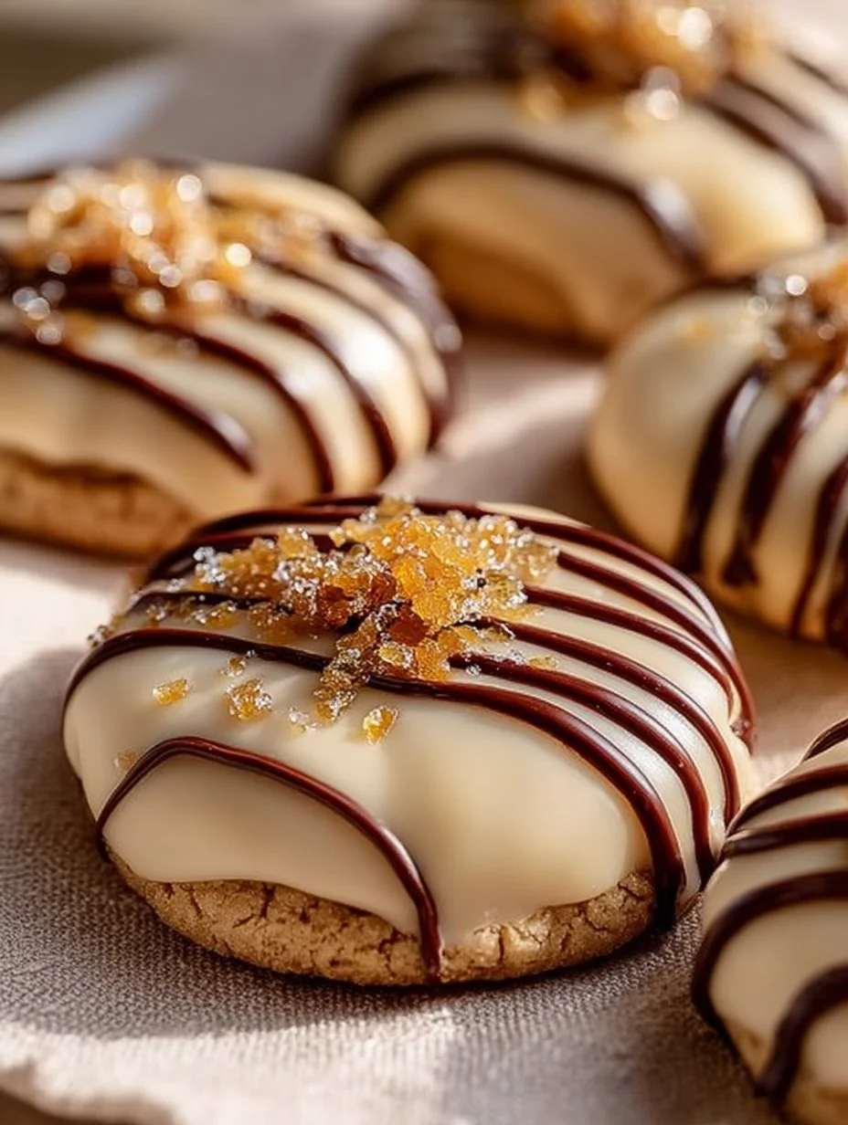 Chewy maple cookies coated in white chocolate for a tasty dessert.