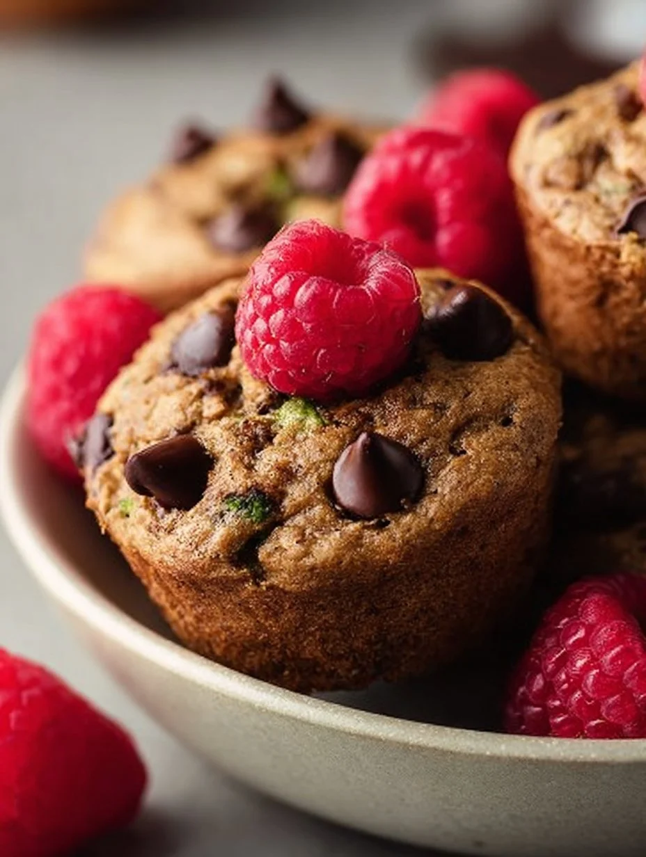 Delicious chocolate chip raspberry zucchini muffins baked to perfection