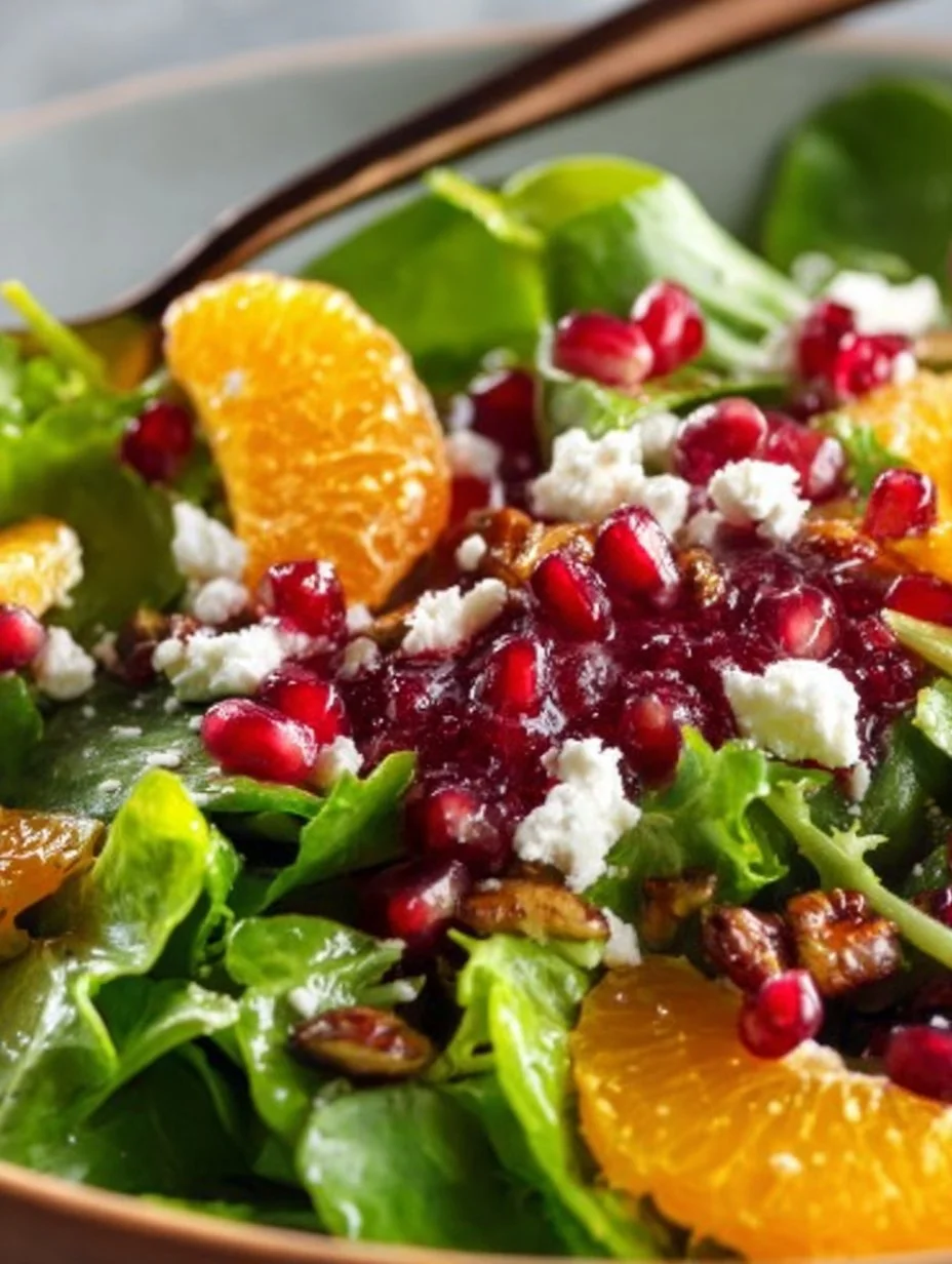 Colorful Christmas Salad with festive ingredients for the holiday season
