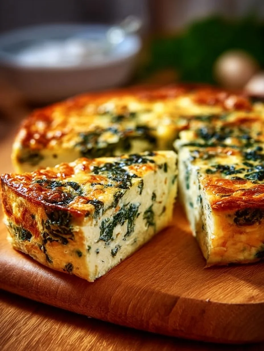 Delicious Cottage Cheese and Spinach Crustless Quiche served in a dish