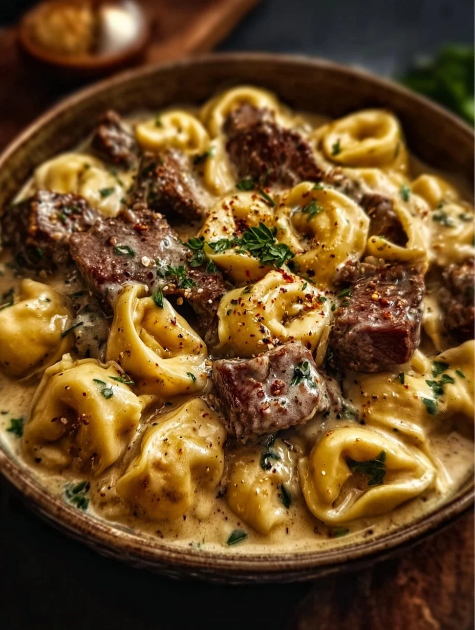 Cracked Garlic Steak Tortellini in Creamhouse Sauce Bliss