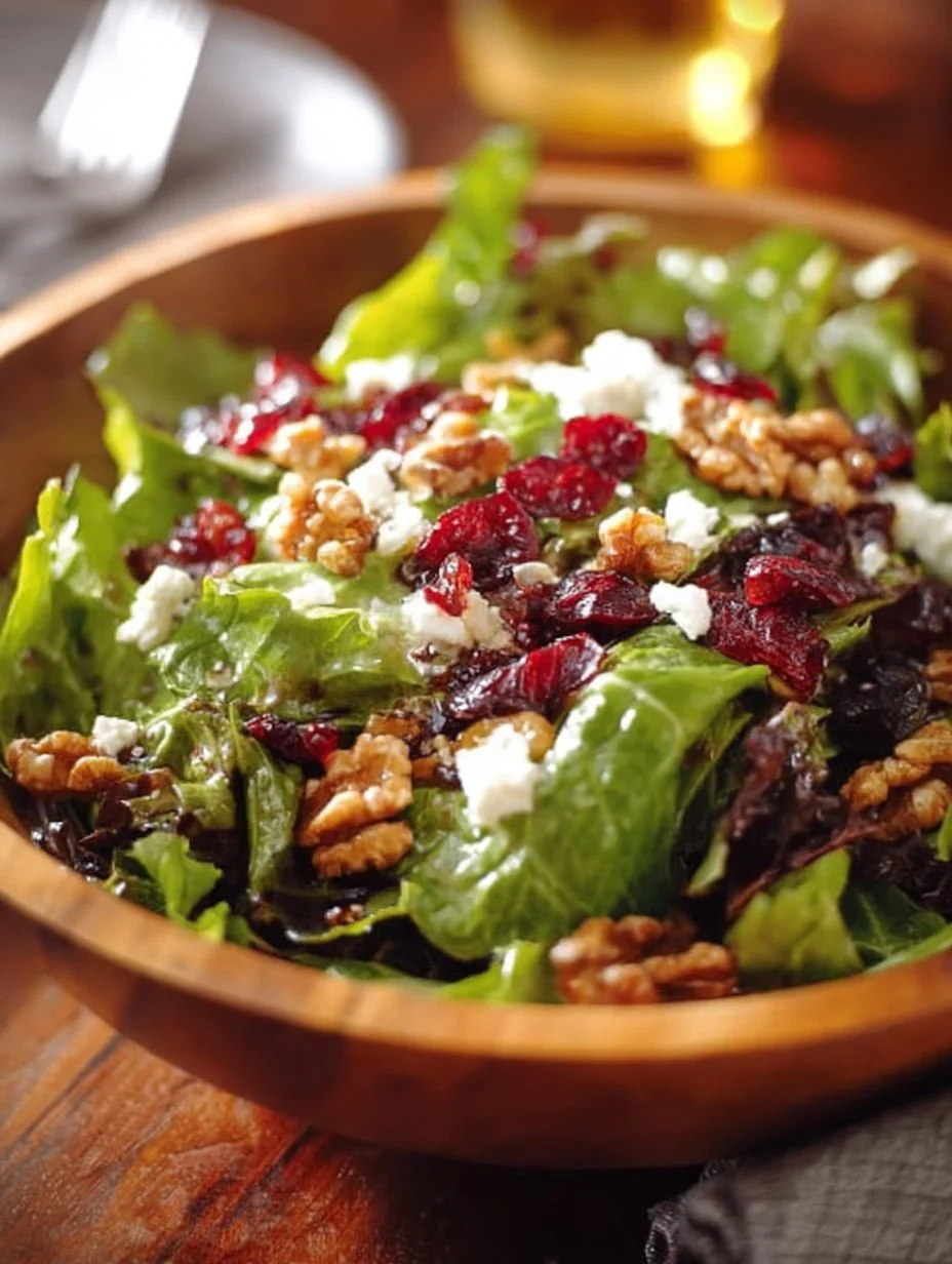 Cranberry Walnut Salad with goat cheese and fig balsamic dressing