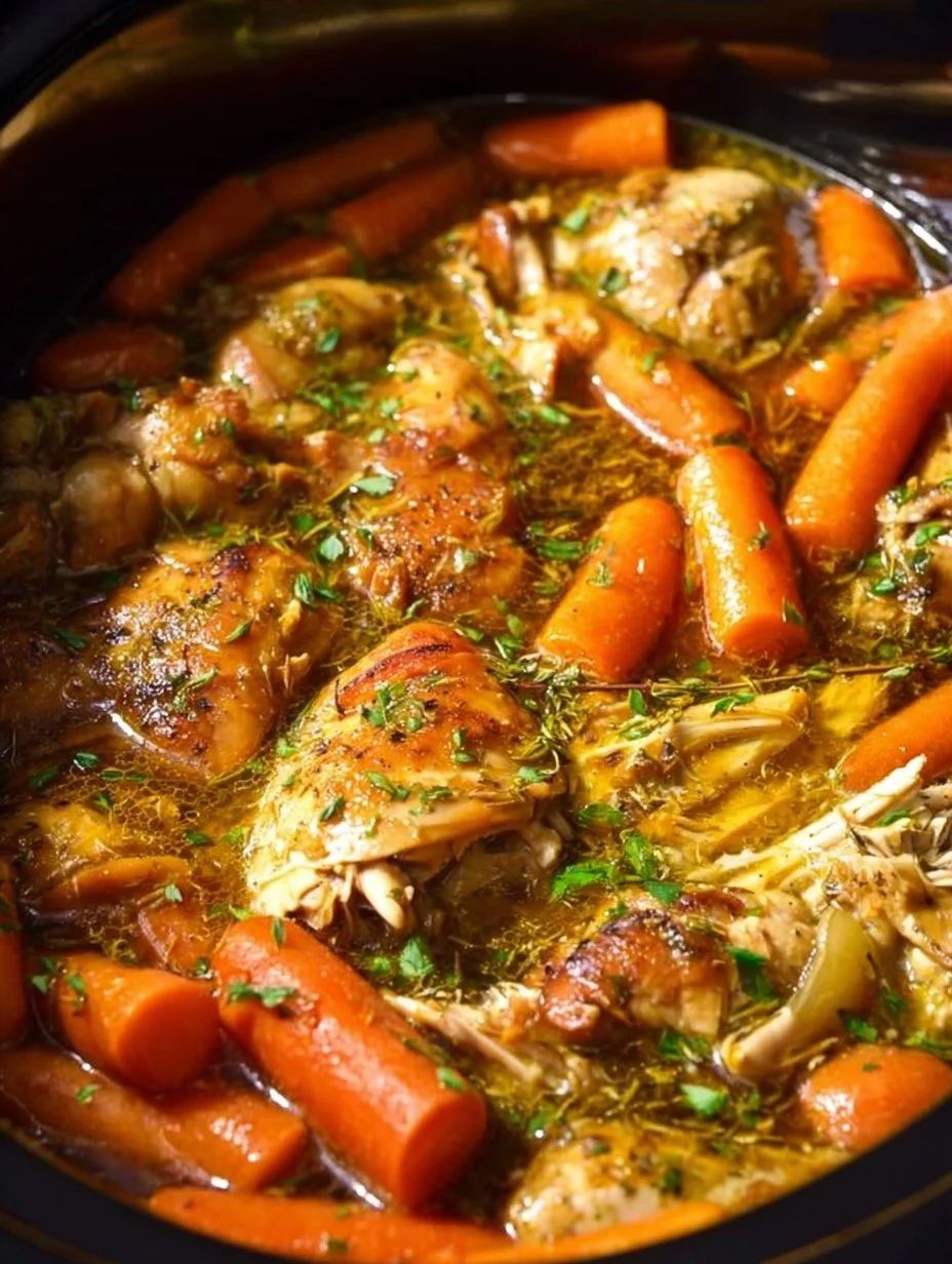 Delicious Crockpot Chicken Thigh Pot Roast with vegetables
