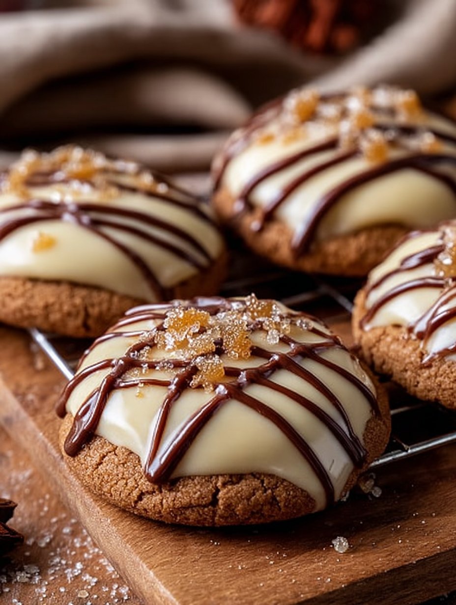 Chewy Maple Cookies Dipped in White Chocolate