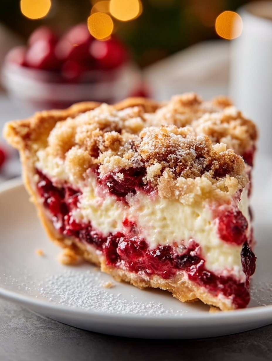 Cranberry Cream Cheese Crumb Pie