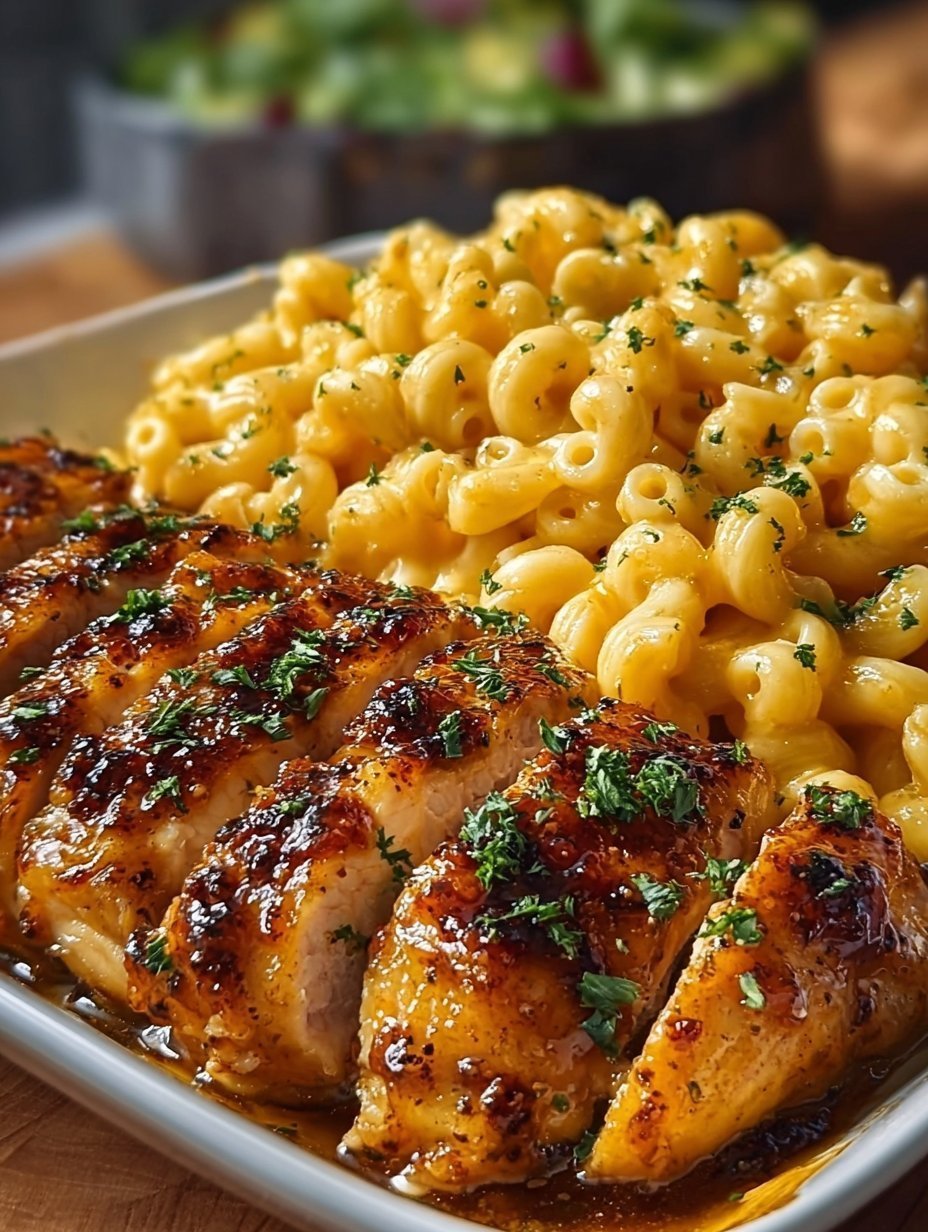High-Protein Honey Garlic Butter Chicken with Mac & Cheese